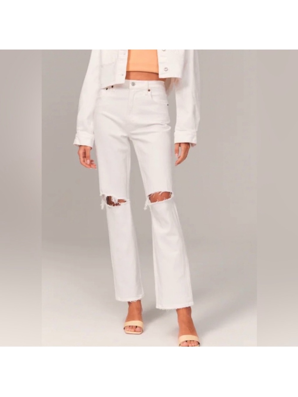 Abercrombie & Fitch White 90's Straight Ultra High Rise - Curve Love